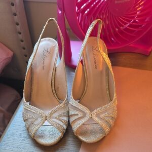 L'Amour Sparkling Gold Slingback Heels